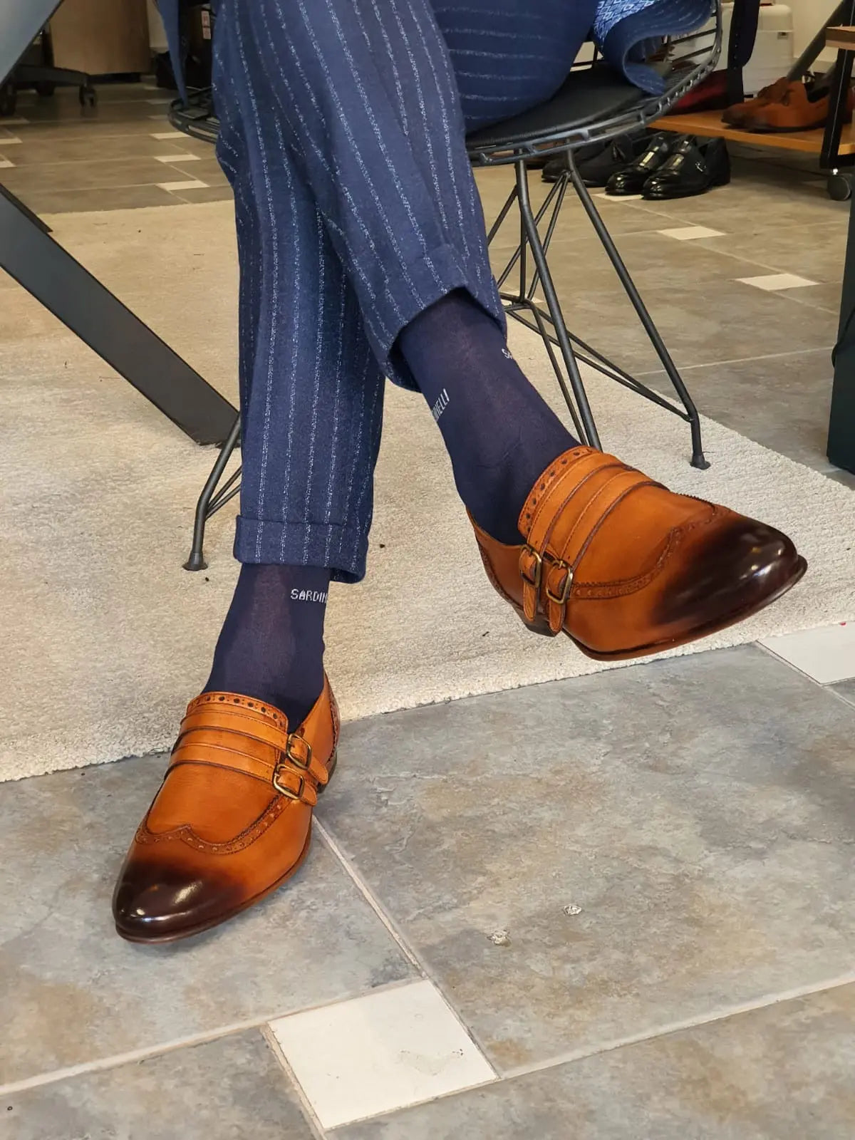 Stefano Tan Buckle Wingtip Loafers - Sophisticated Leather Footwear - BRABION