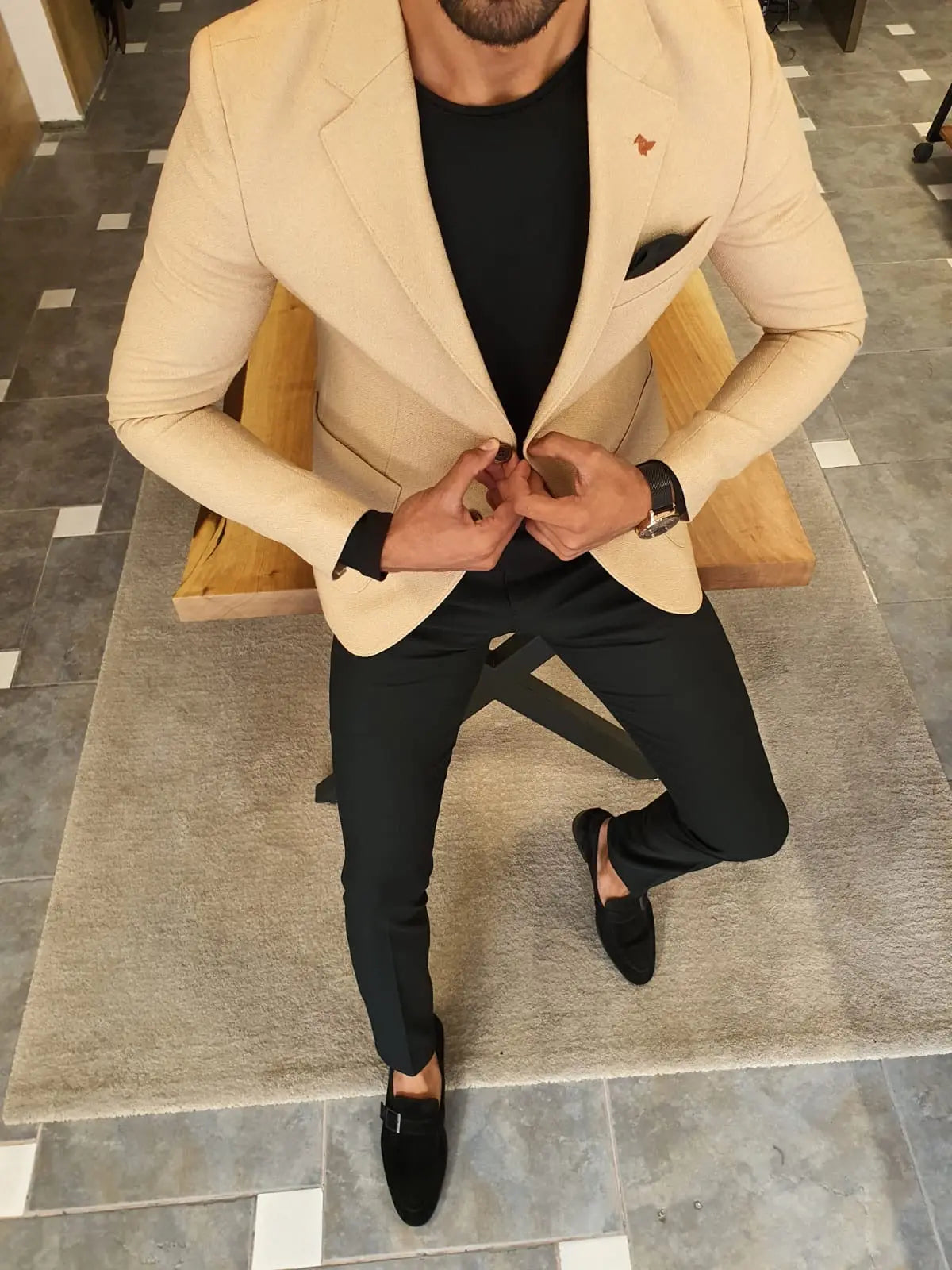 Edmond Beige Slim Fit Blazer - Versatile Elegance for Any Occasion - BRABION