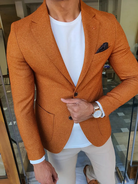 Stefano Camel Slim Fit Blazer - The Epitome of Sophistication - BRABION
