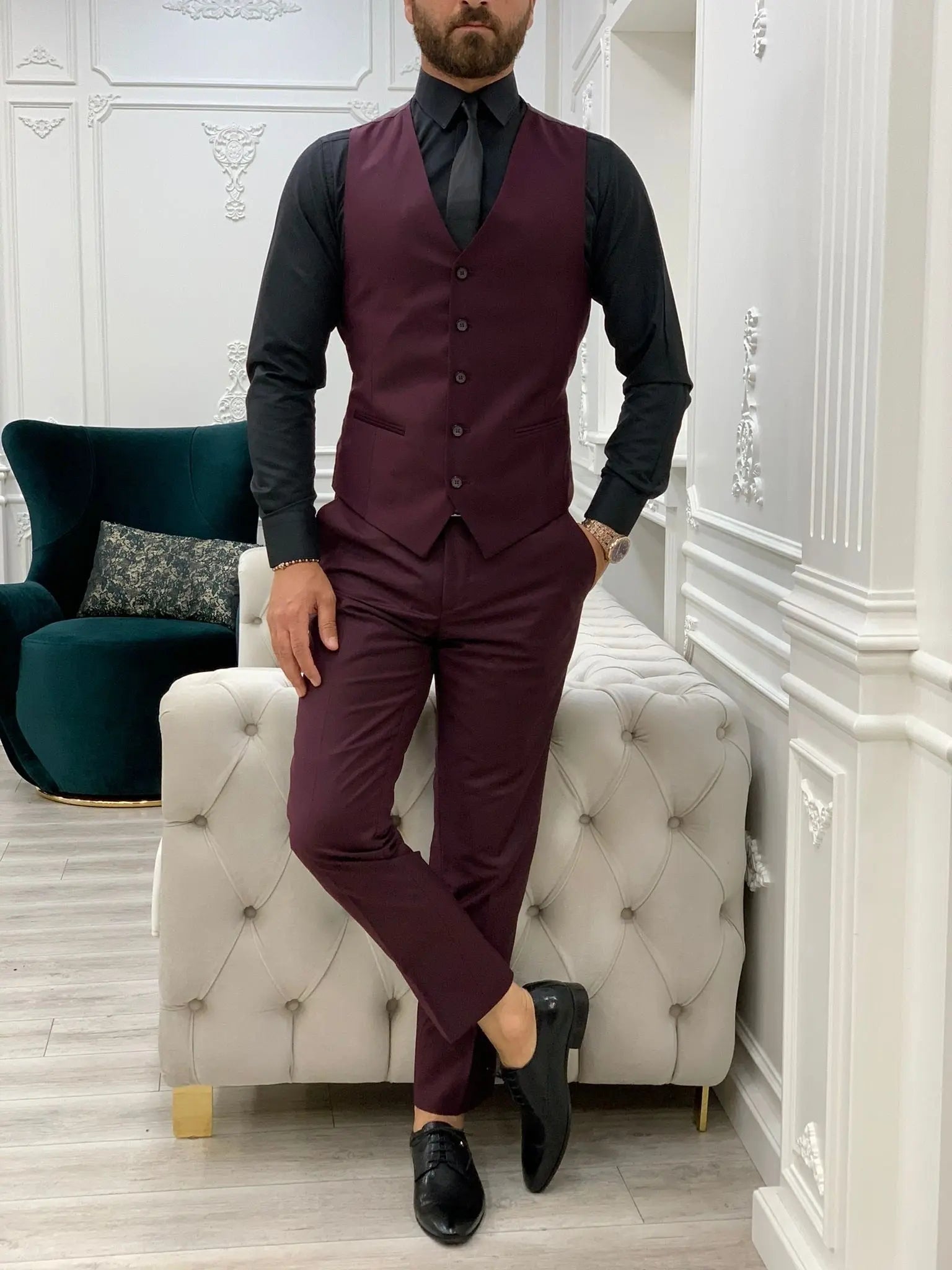 Lance Burgundy Slim Fit Suit BOJONI