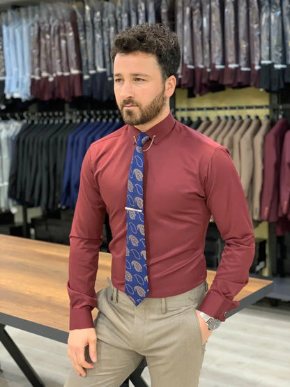 Jake Red Slim Fit Shirt - Elevate Your Wardrobe - BRABION