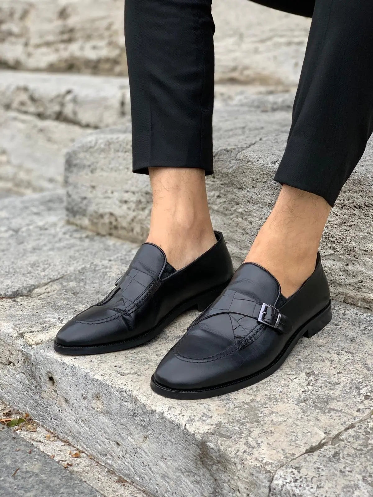 Stanoss Black Buckle Shoes - BRABION