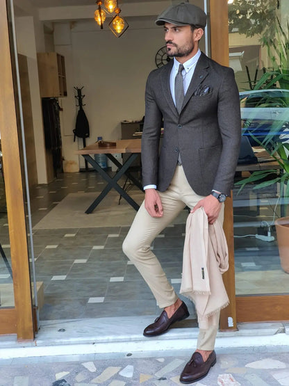 Henderson Khaki Slim Fit Blazer - BRABION