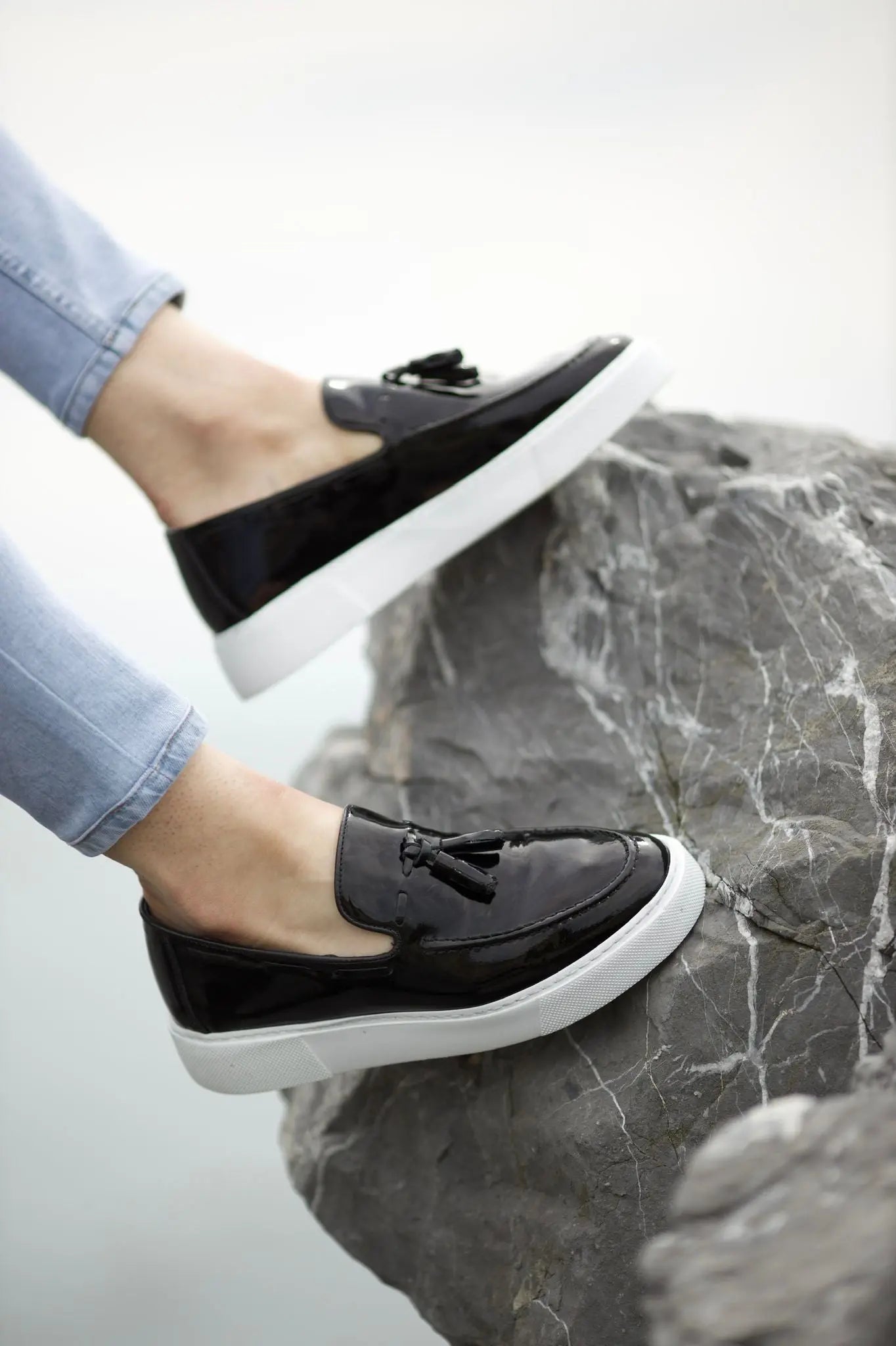 Prince Tassel Detail Leather Black Shoes - BRABION