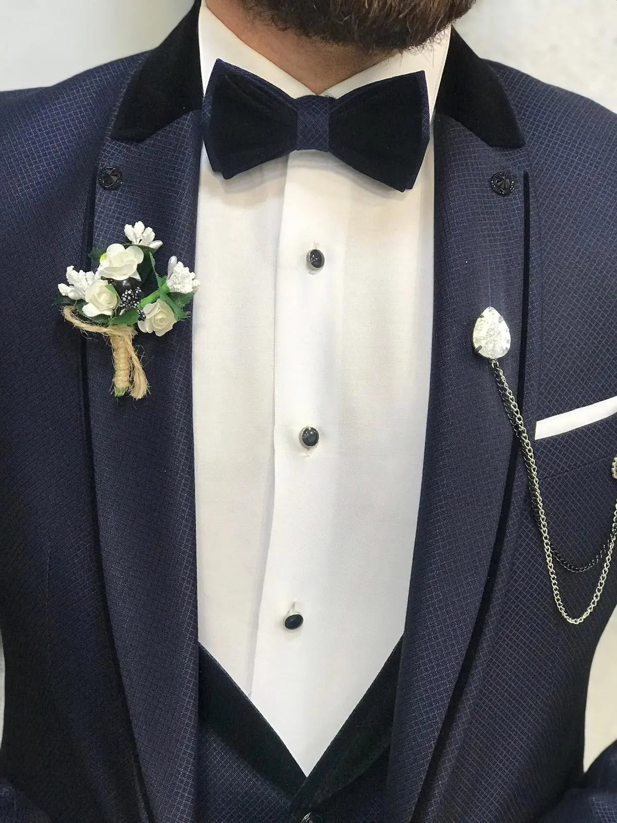 Lazio Navy Blue Slim-Fit Tuxedo - BRABION