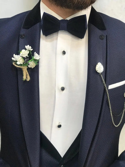 Lazio Navy Blue Slim-Fit Tuxedo - BRABION