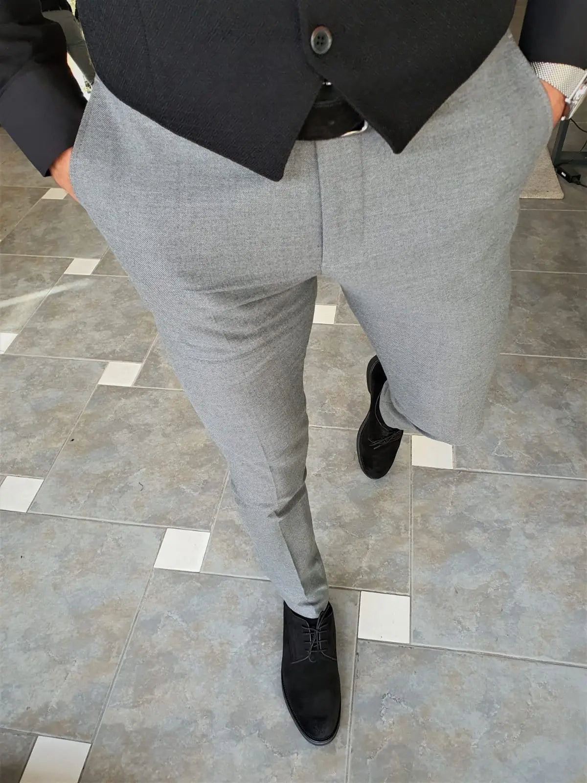 Henderson Gray Slim Fit Pants - BRABION