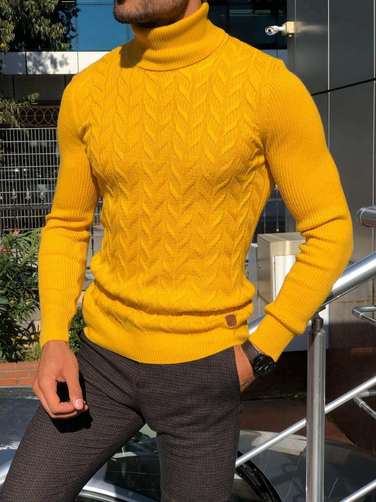 Marina Slim Fit Turtleneck Sweater in Claret Red - BRABION