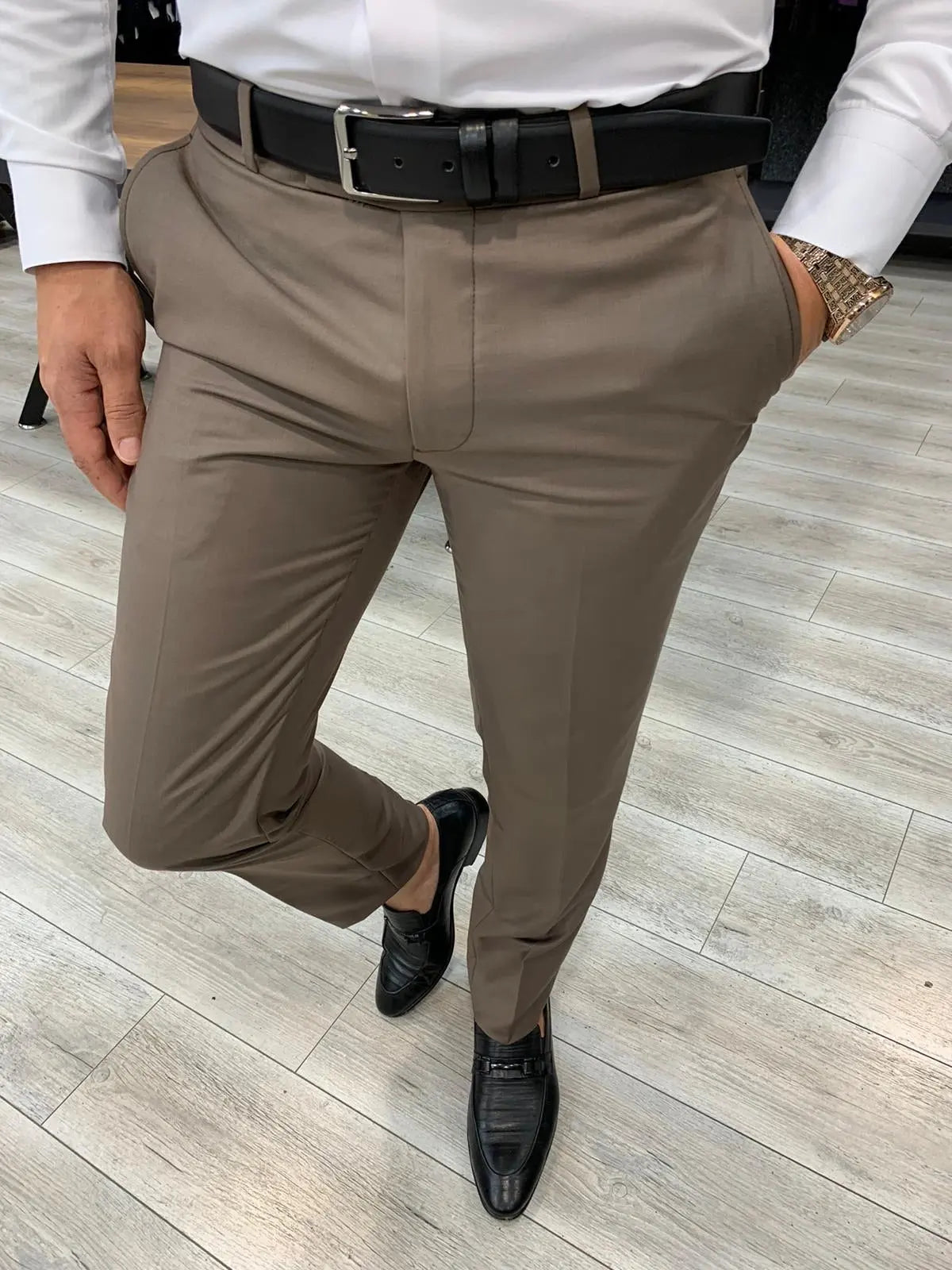 Eros Brown Slim Fit Wool Suit - Elevate Your Style BOJONI