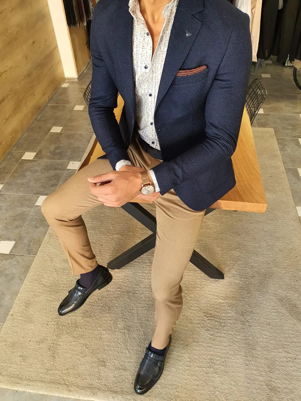 Torino Navy Blue Slim Fit Blazer: The Ultimate Versatile Jacket - BRABION