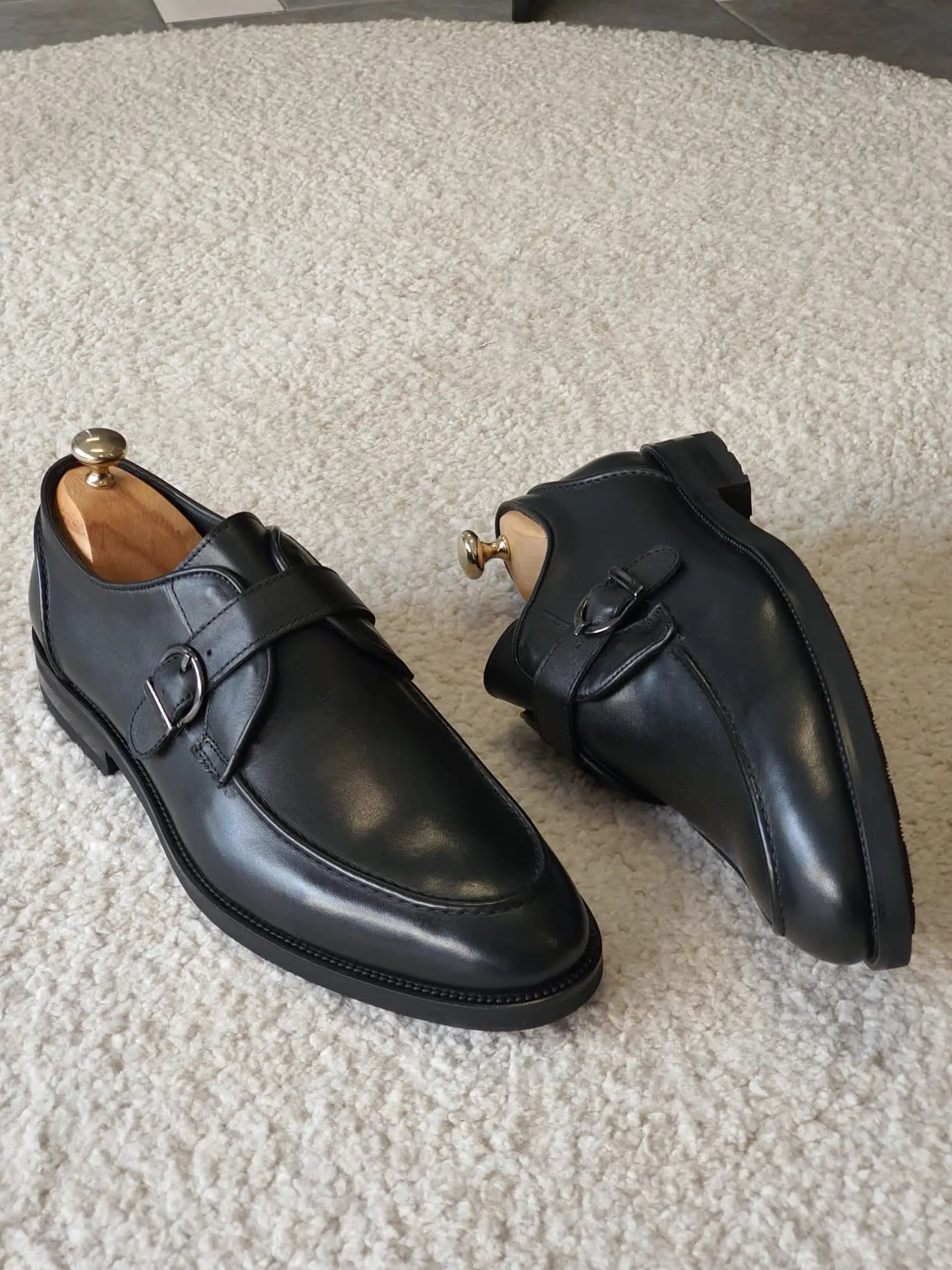 Antonio Black Buckle Loafers - BRABION