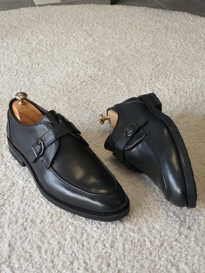 Antonio Black Buckle Loafers - BRABION
