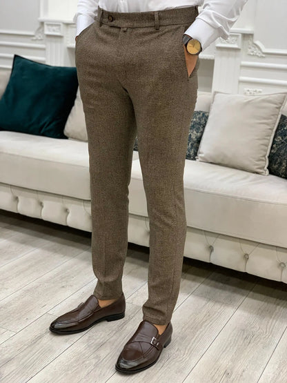 Serra Brown Slim Fit Pants - Elegance Meets Comfort - BRABION