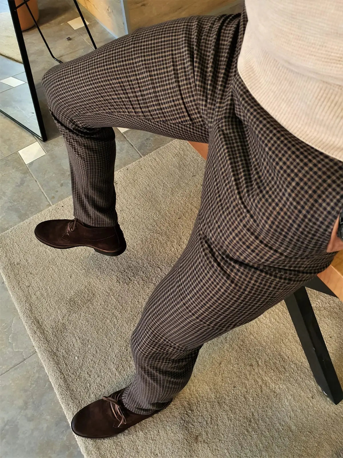 Clemson Camel Slim Fit Plaid Pants: The Perfect Blend of Comfort and Style - BRABION