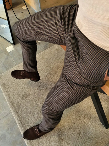 Clemson Camel Slim Fit Plaid Pants: The Perfect Blend of Comfort and Style - BRABION