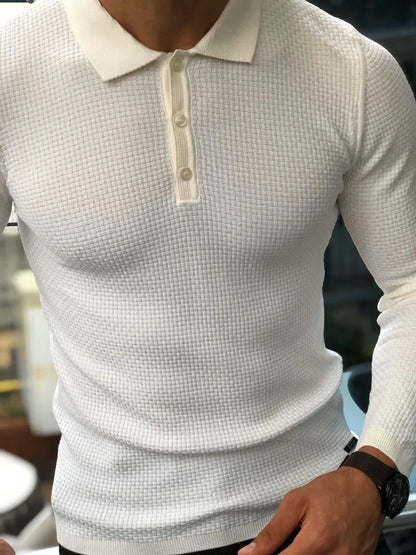 Fabros White Slim Fit Patterned Sweater - BRABION