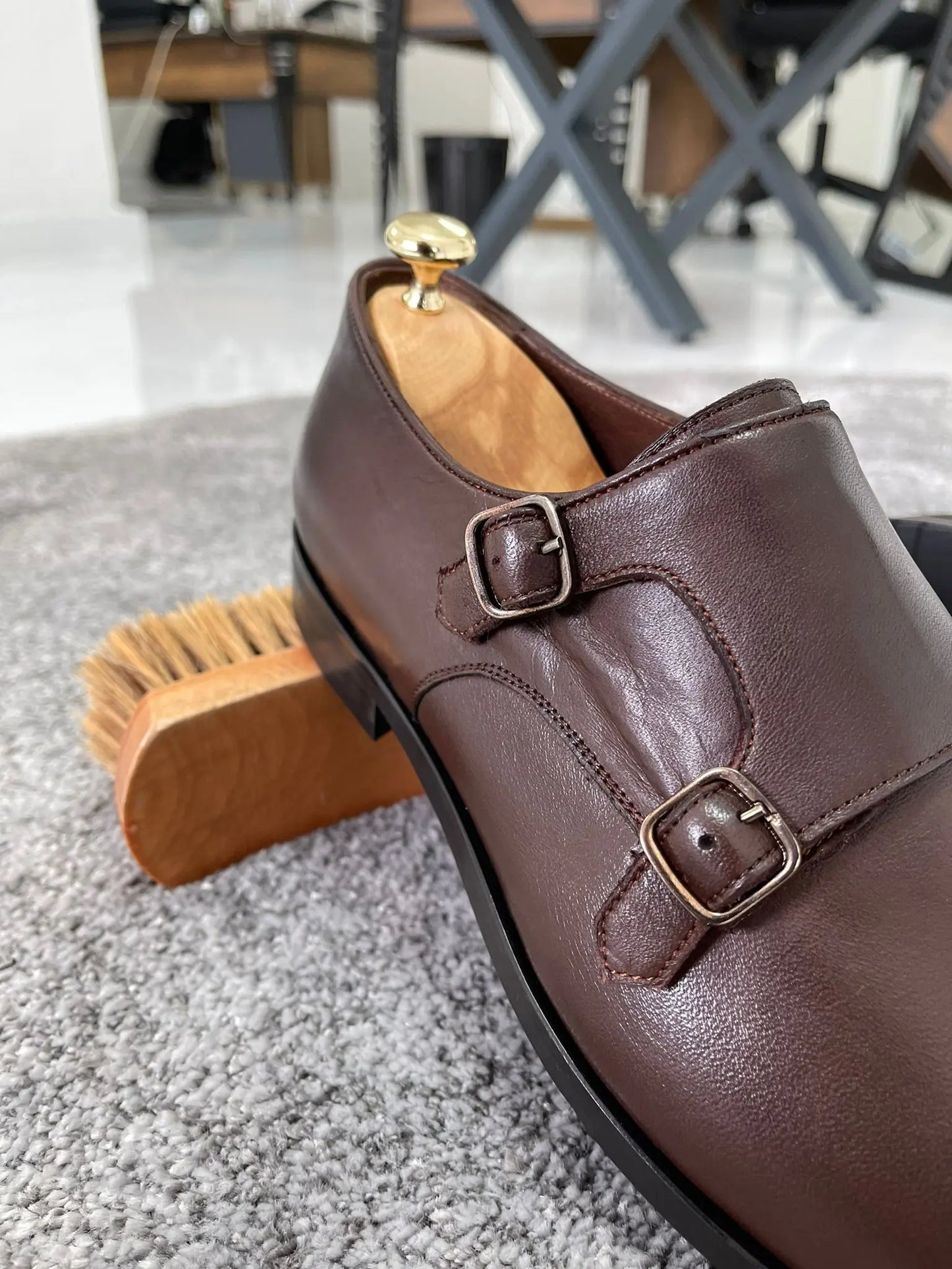 Remy Brown Double Monk Straps - Elegant Leather Shoes for Every Occasion - BRABION