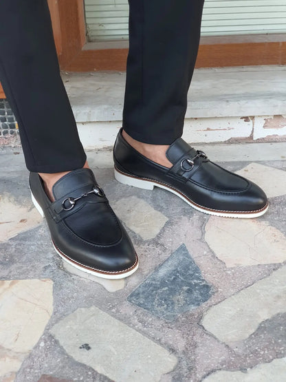 Montreal Black Bit Loafers - Elegant Leather Footwear for Men - BRABION