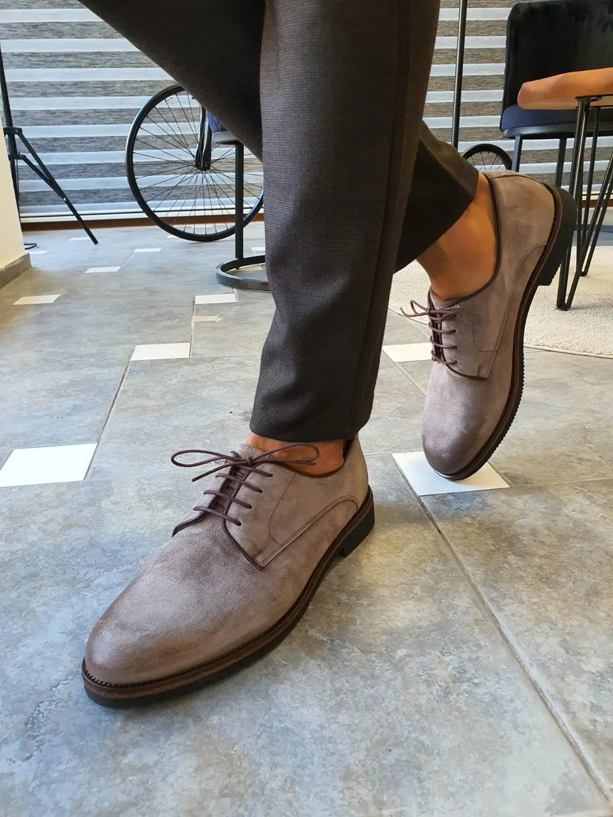 Stefano Beige Suede Derbys - Elegant Versatile Footwear for Every Occasion - BRABION