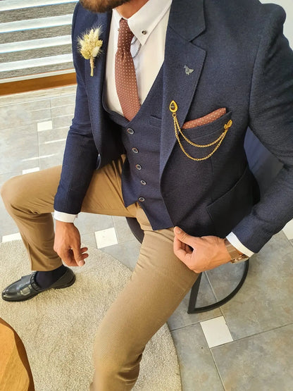 Torino Navy Blue Slim Fit Suit - Elegance Redefined BOJONI