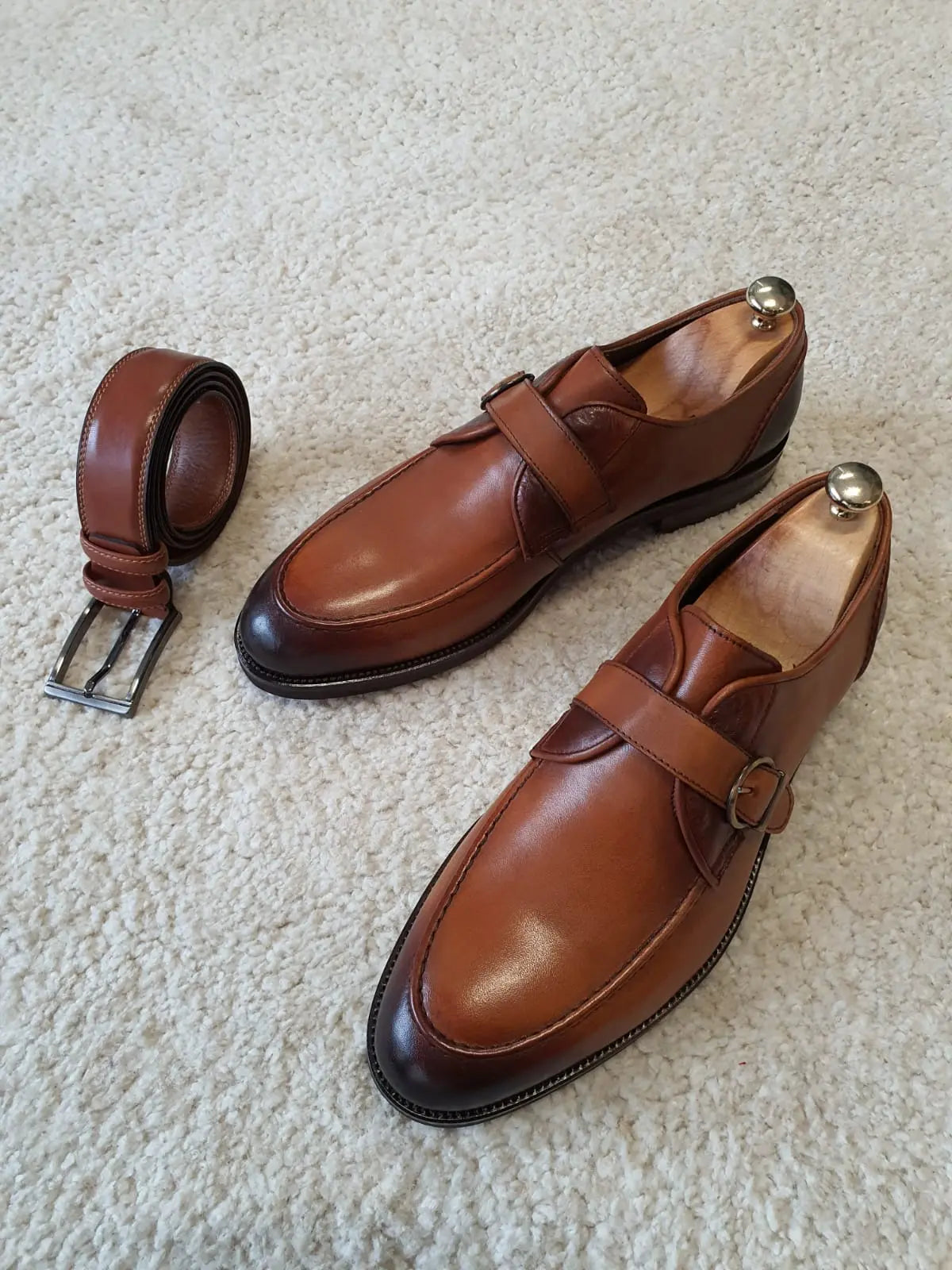 Antonio Tan Buckle Loafers - Premium Leather Comfort - BRABION