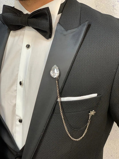 Bond Black Slim Fit Tuxedo - Timeless Elegance for Formal Occasions - BRABION