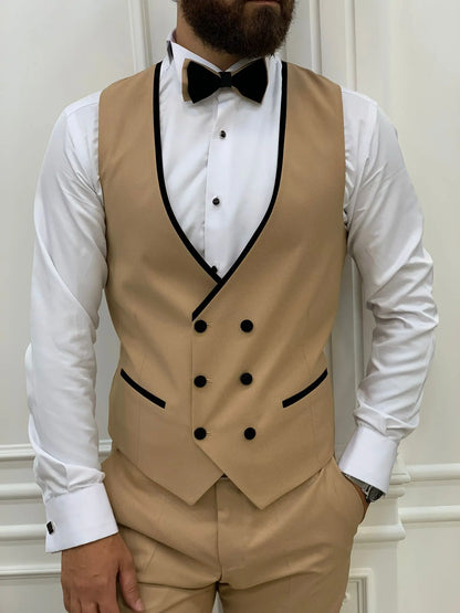 Acacia Golden Slim Fit Velvet Peak Lapel Tuxedo - BRABION