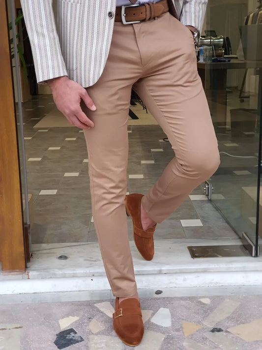 Bristol Camel Slim Fit Cotton Pants - Versatile Elegance for Every Occasion - BRABION