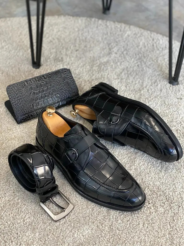 Louise Black Buckle Loafers - Elegant Leather Shoes for Every Occasion - BRABION