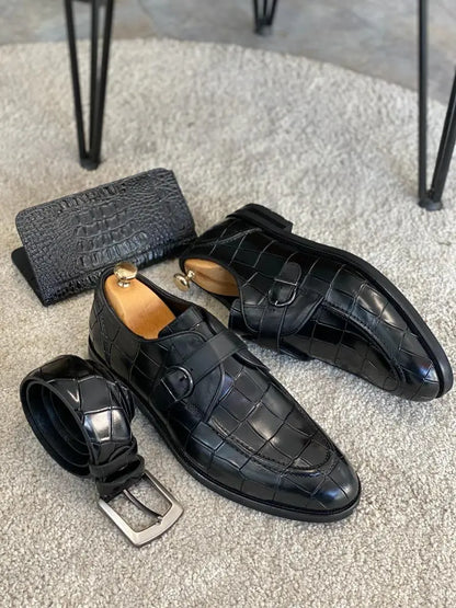 Louise Black Buckle Loafers - Elegant Leather Shoes for Every Occasion - BRABION