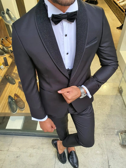 Midvale Black Slim Fit Shawl Lapel Tuxedo - BRABION