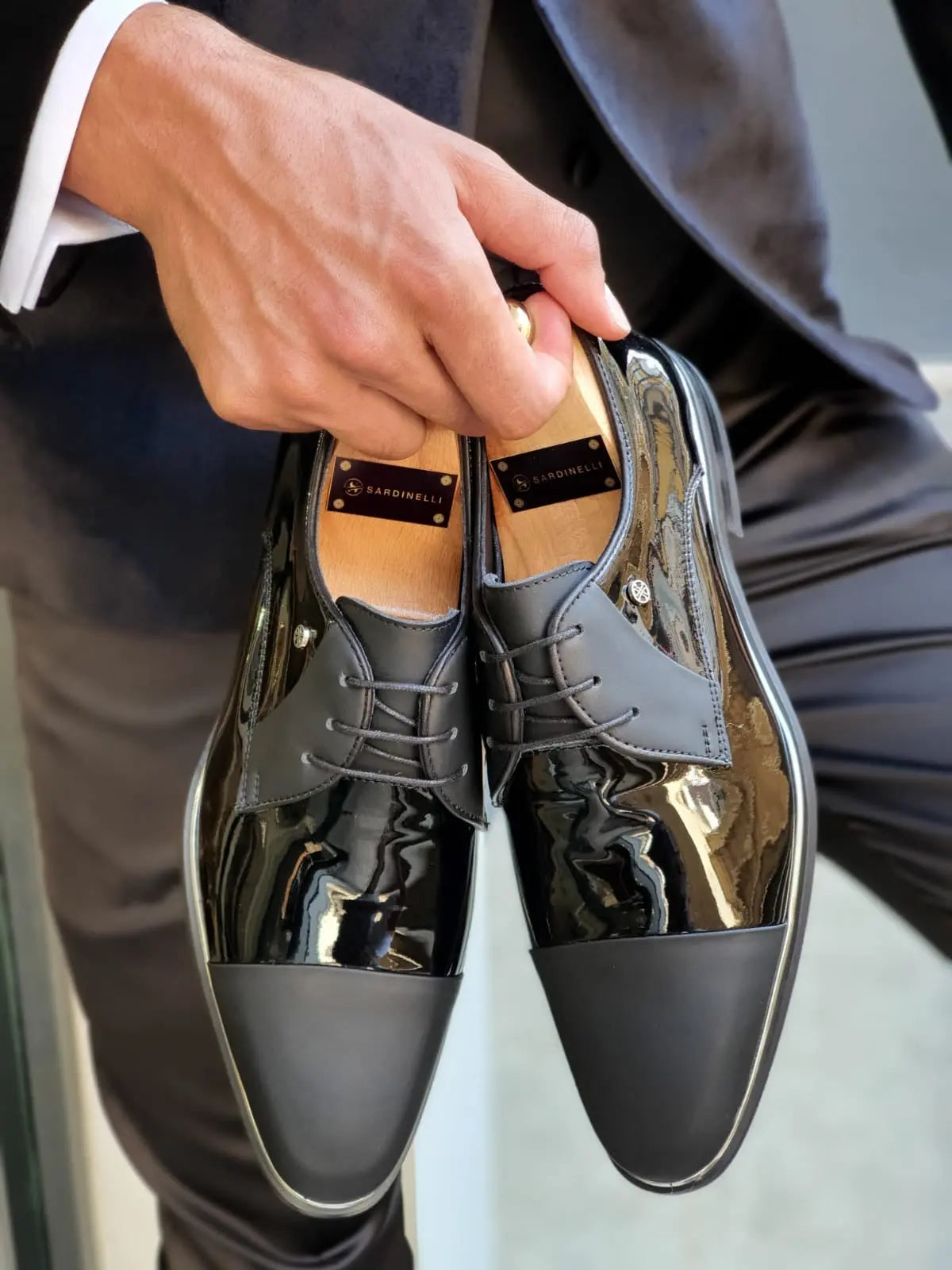 Fort Worth Black Cap Toe Laced Blucher - Elegant Leather Shoes - BRABION