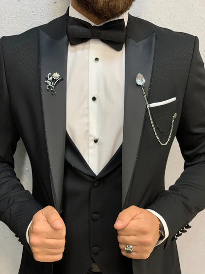 Bond Black Slim Fit Tuxedo - Timeless Elegance for Formal Occasions - BRABION