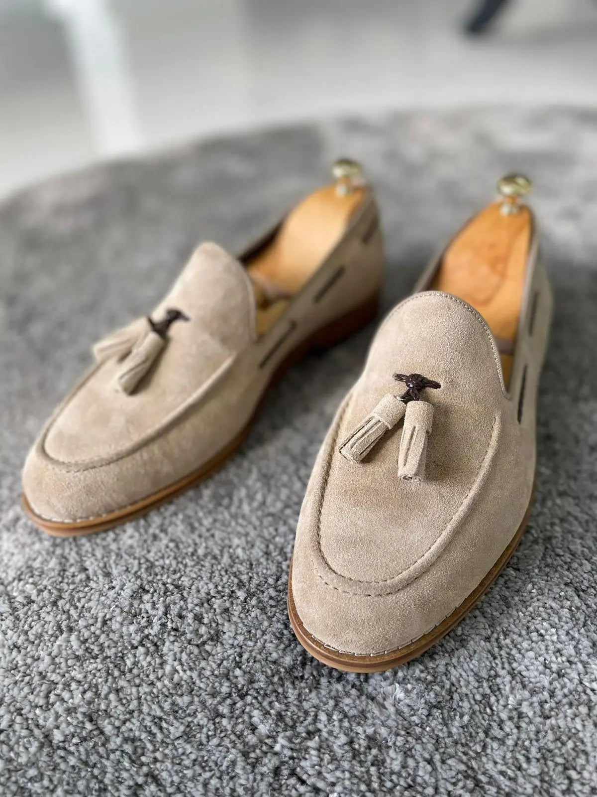 Remy Beige Suede Tassel Loafers - BRABION