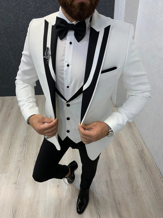 Lazio White Slim Fit Tuxedo for Men - BRABION