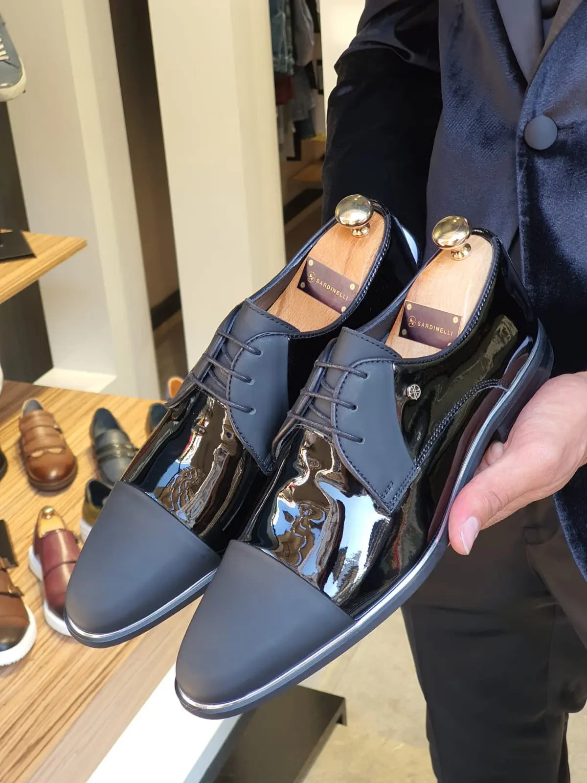 Fort Worth Black Cap Toe Laced Blucher - Elegant Leather Shoes - BRABION