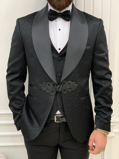 Lopez Black Slim Fit Tuxedo - BRABION