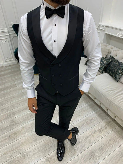 Lazio Black Slim Fit Shawl Lapel Tuxedo - BRABION