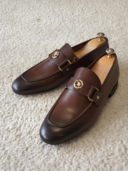 Berton Brown Penny Loafers - Timeless Leather Elegance - BRABION