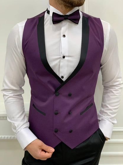 Napoli Purple Slim Fit Shawl Lapel Tuxedo - BRABION