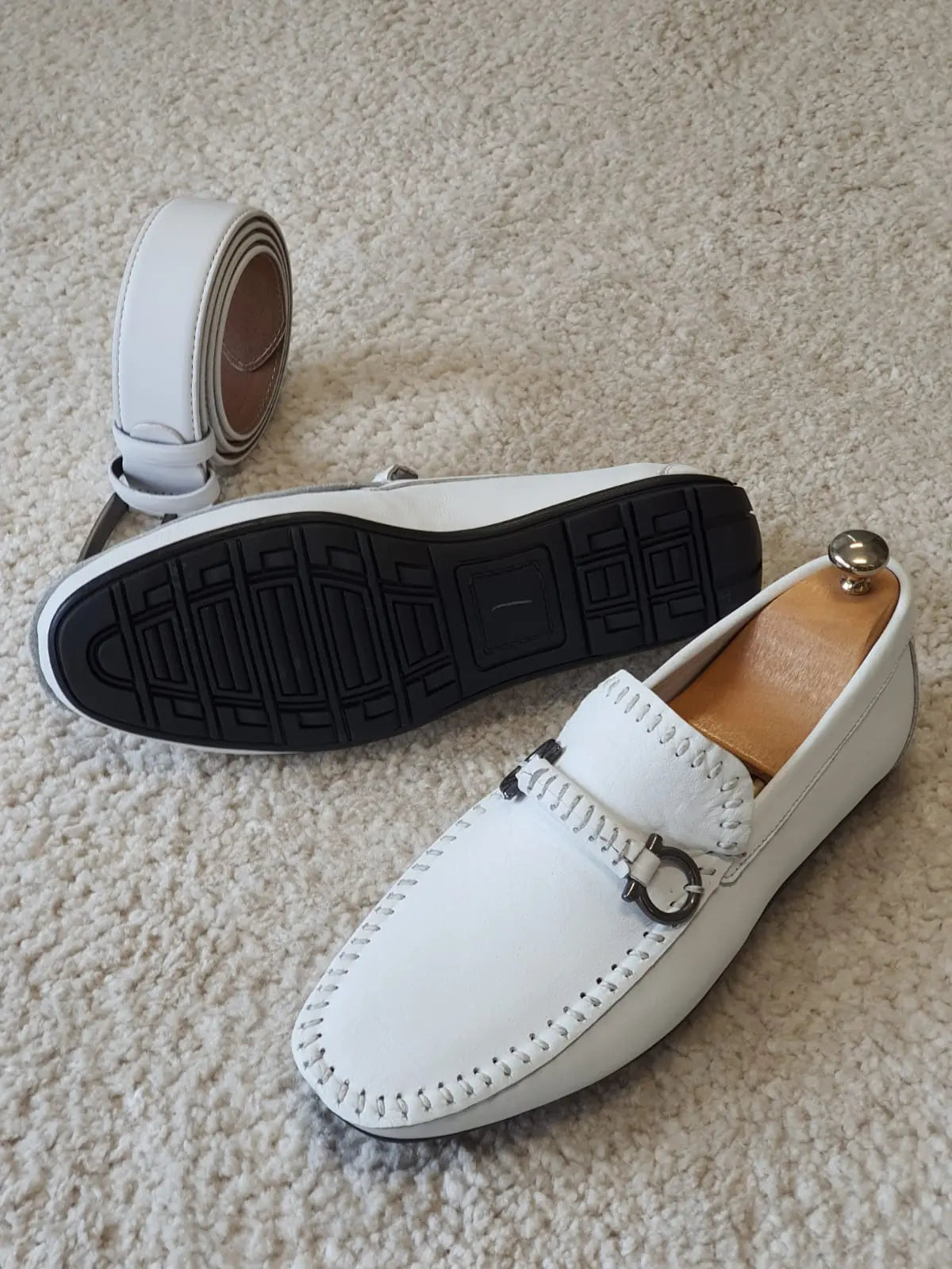 Antonio White Slip On Bit Loafers - Sophisticated Leather Comfort - BRABION