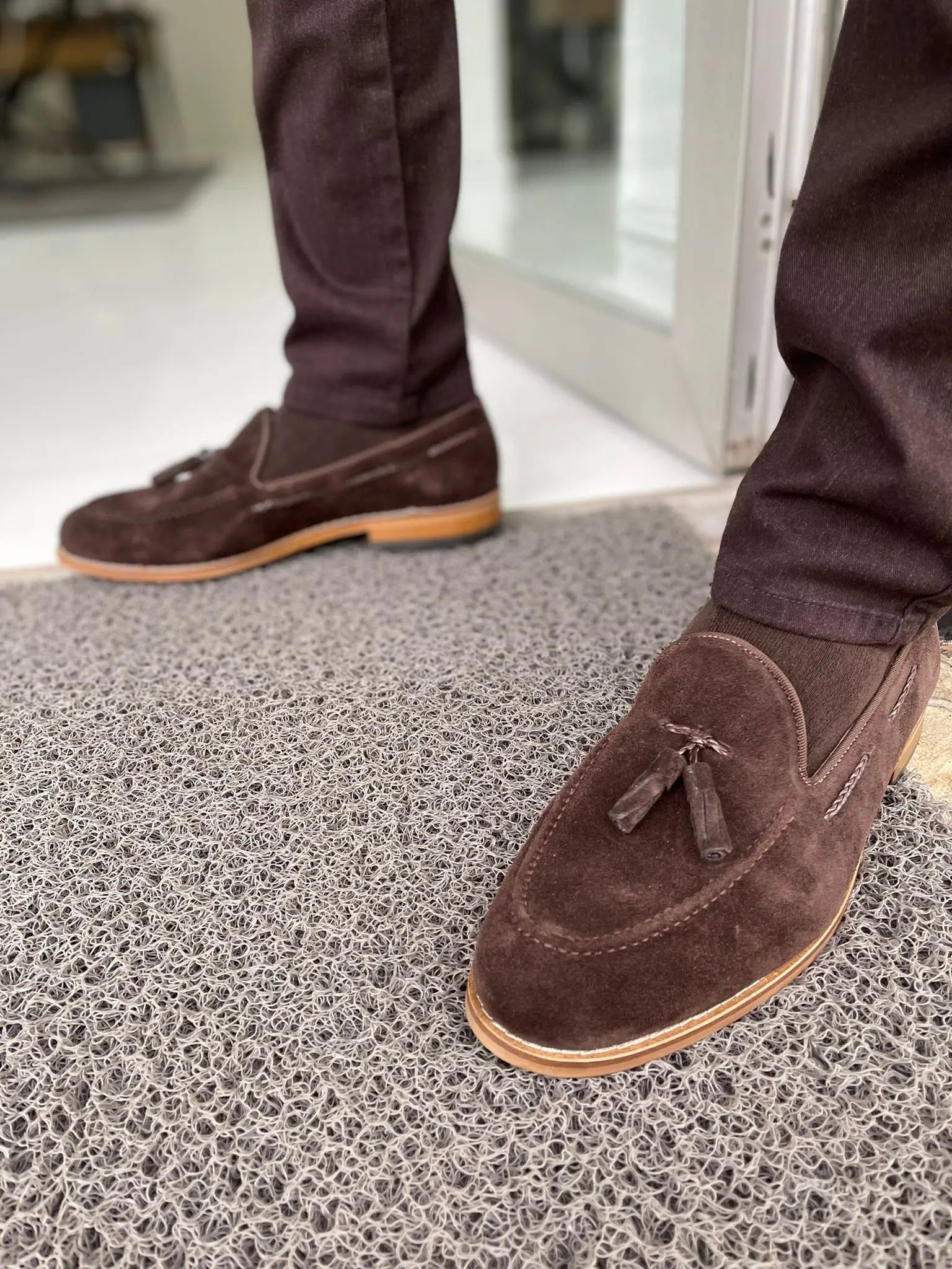 Remy Brown Suede Tassel Loafers for Men - BRABION