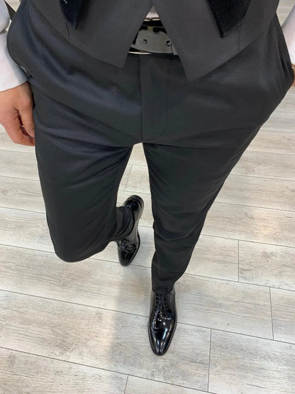 Keene Black Velvet Peak Lapel Tuxedo - The Pinnacle of Formal Elegance - BRABION