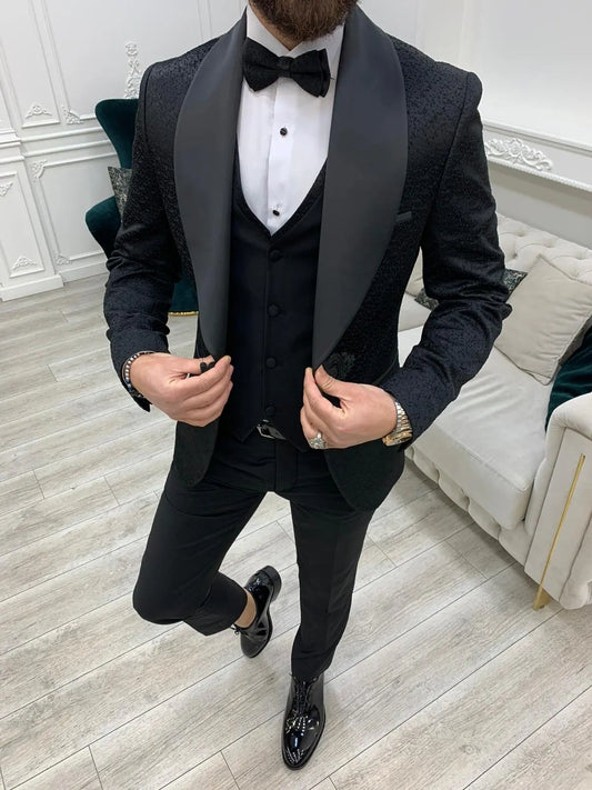 Lopez Black Slim Fit Tuxedo - BRABION