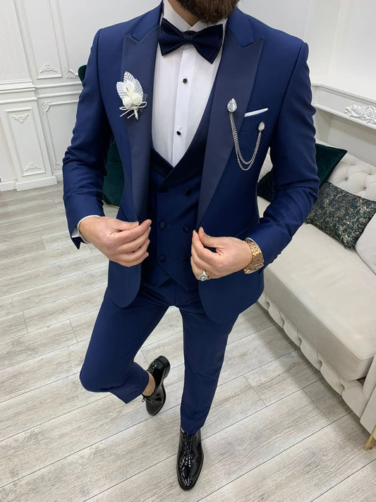 Perris Indigo Slim Fit Tuxedo - The Ultimate Formalwear Statement - BRABION