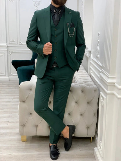 Wilson Green Slim Fit Peak Lapel Suit - Elevate Your Style BOJONI