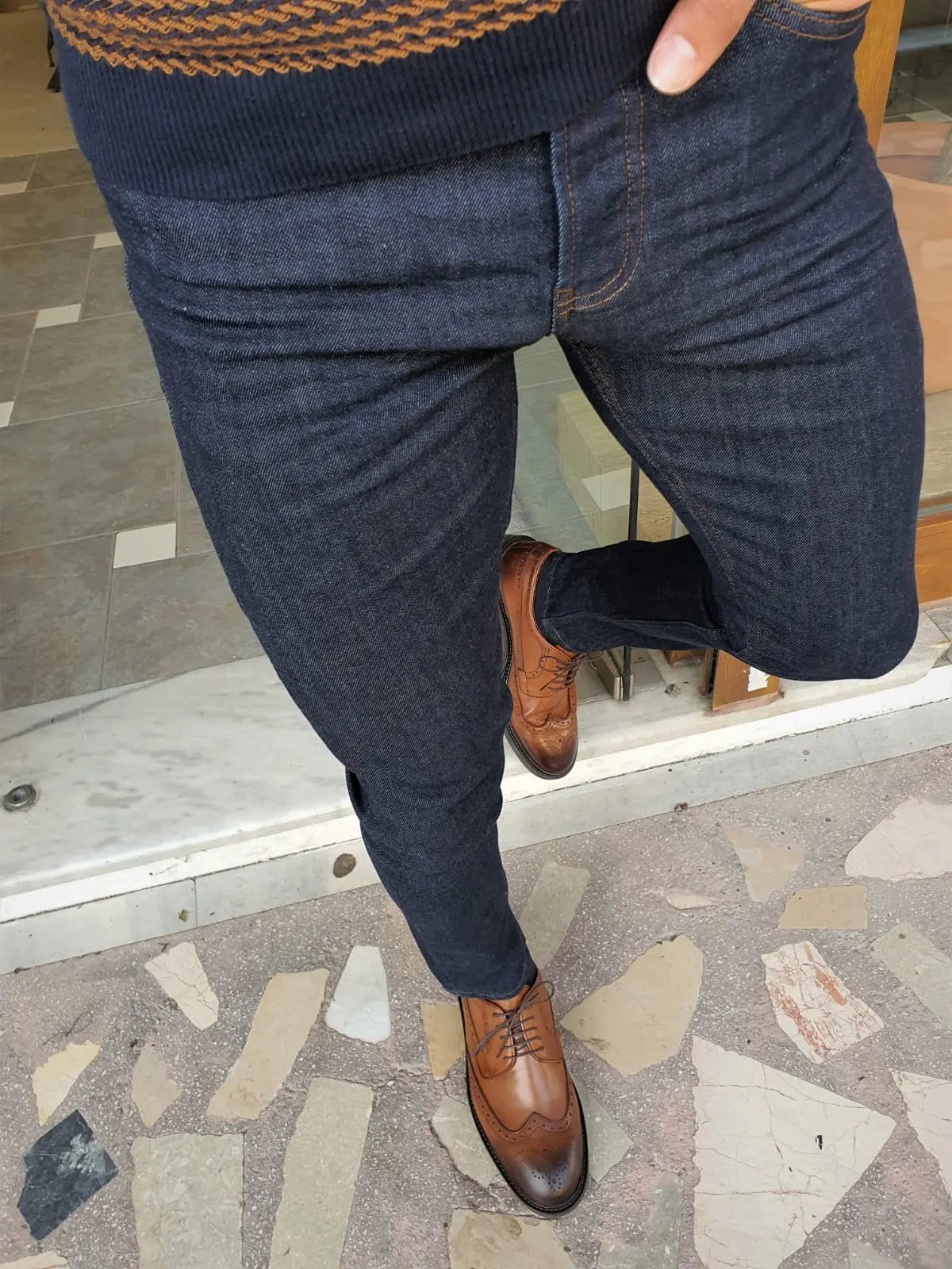 Clemson Navy Blue Slim Fit Lycra Jeans - BRABION