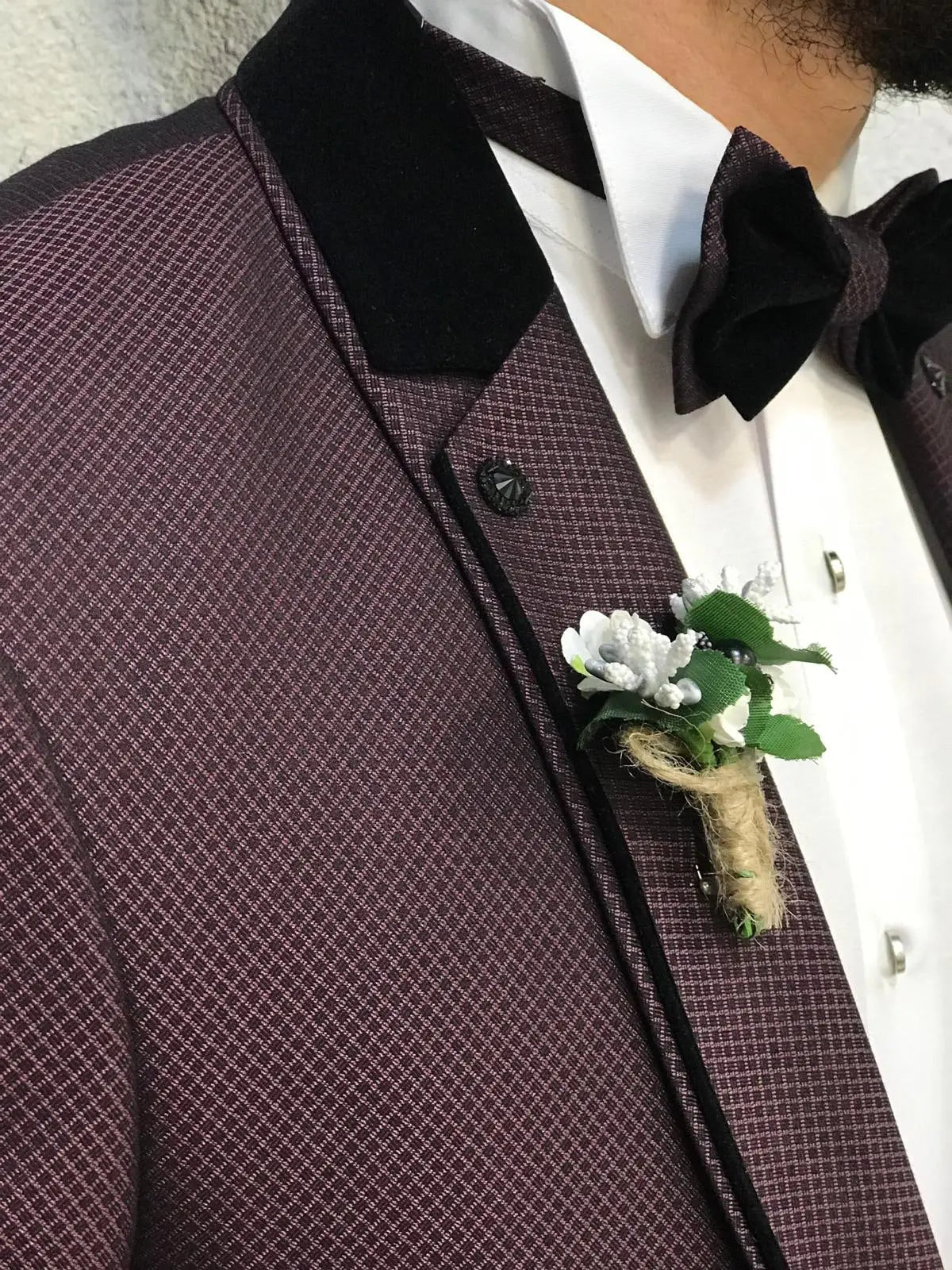 Lazio Claret Red Slim-Fit Tuxedo for Men - BRABION