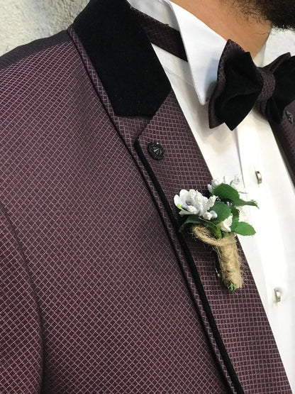 Lazio Claret Red Slim-Fit Tuxedo for Men - BRABION