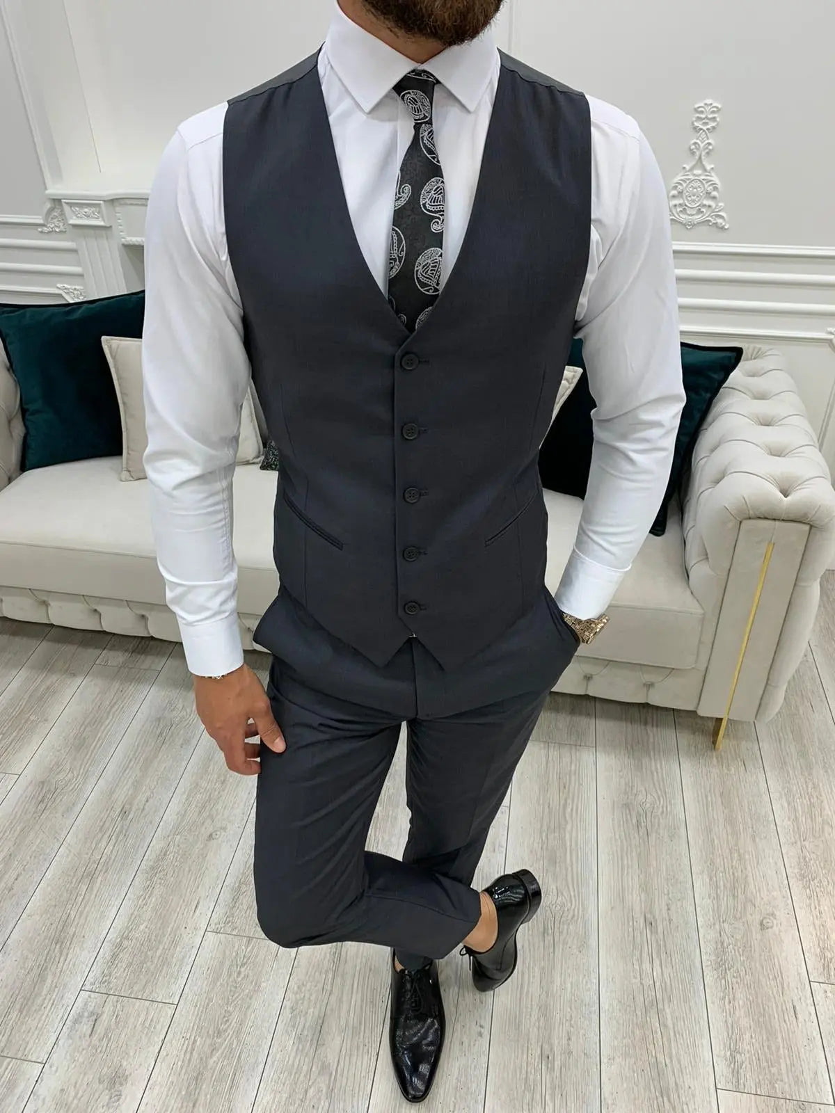 Lance Gray Slim Fit Suit - The Perfect Blend of Style and Comfort BOJONI